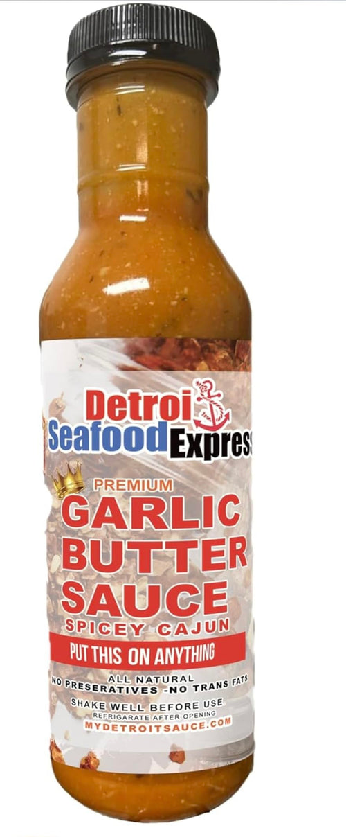 Detroit Seafood Express Garlic Butter Sauce Spicy Cajun bottle