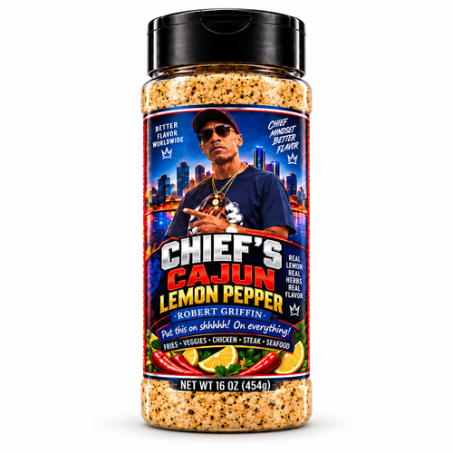Chief’s Cajun Lemon Pepper 16 oz bottle by Robert Griffin