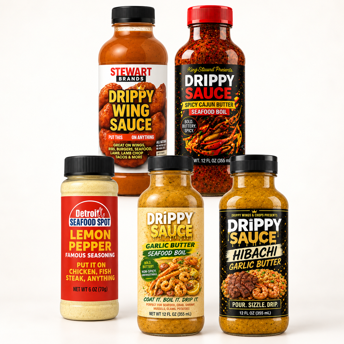 Drippy Sauce mixed variety 5-bottle pack