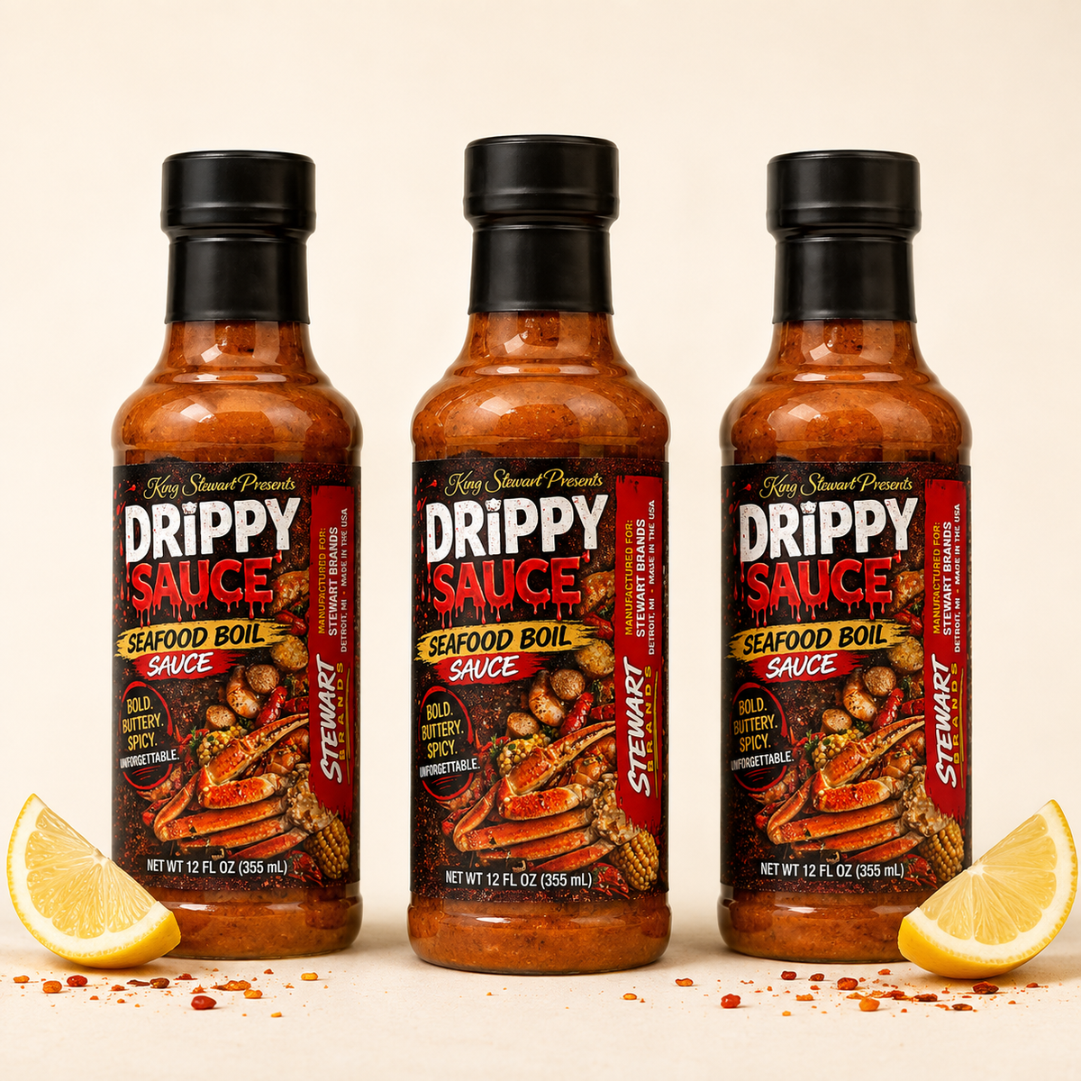 Drippy Sauce Cajun Seafood Boil Sauce 3-bottle pack
