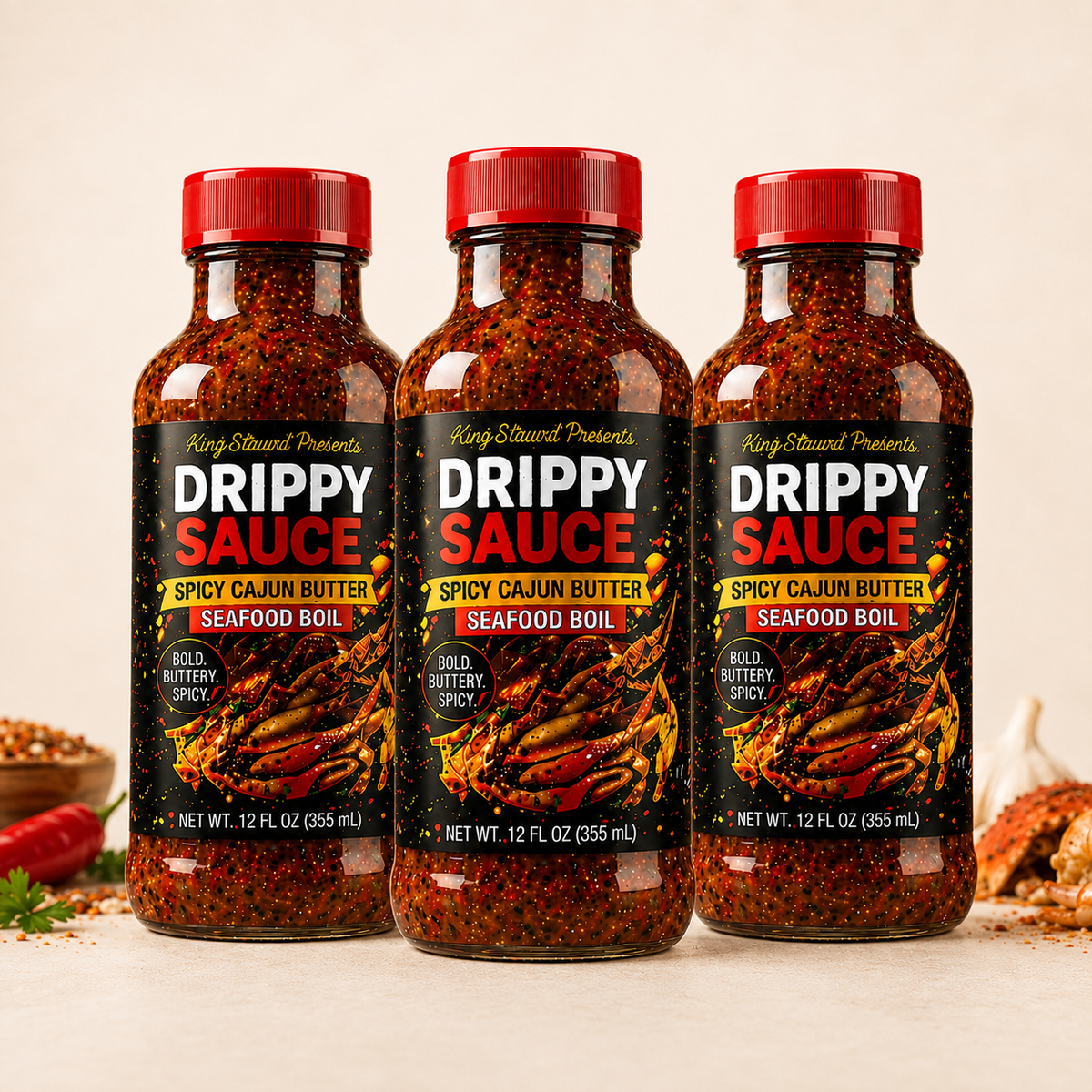 Drippy Sauce Spicy Cajun Butter Seafood Boil 3-bottle pack
