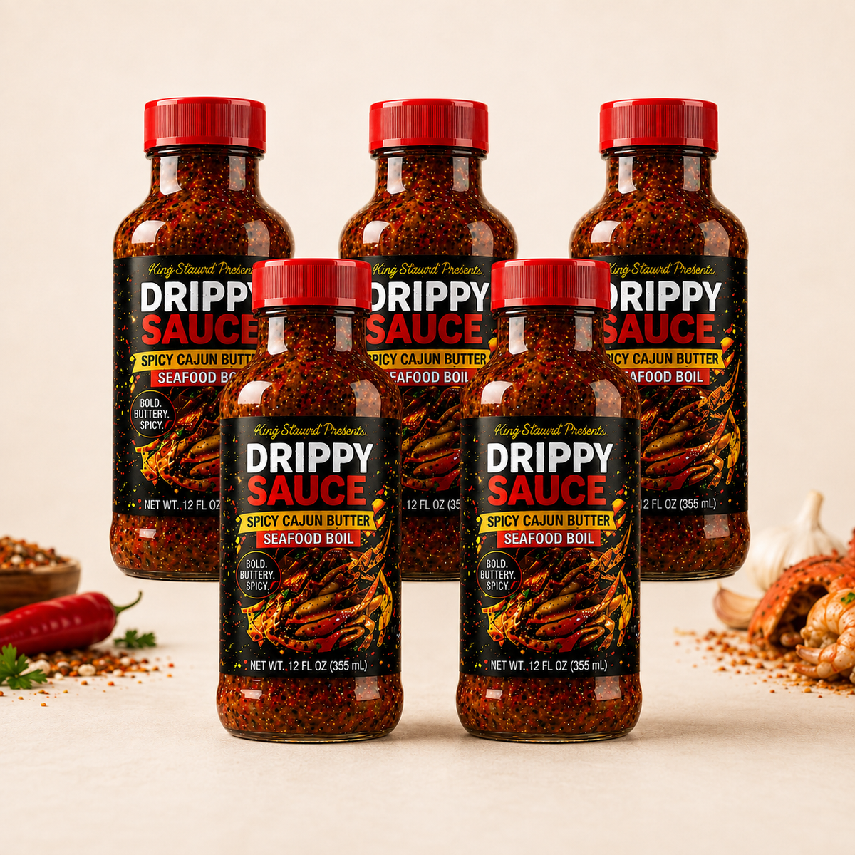 Drippy Sauce Spicy Cajun Butter Seafood Boil 5-bottle pack