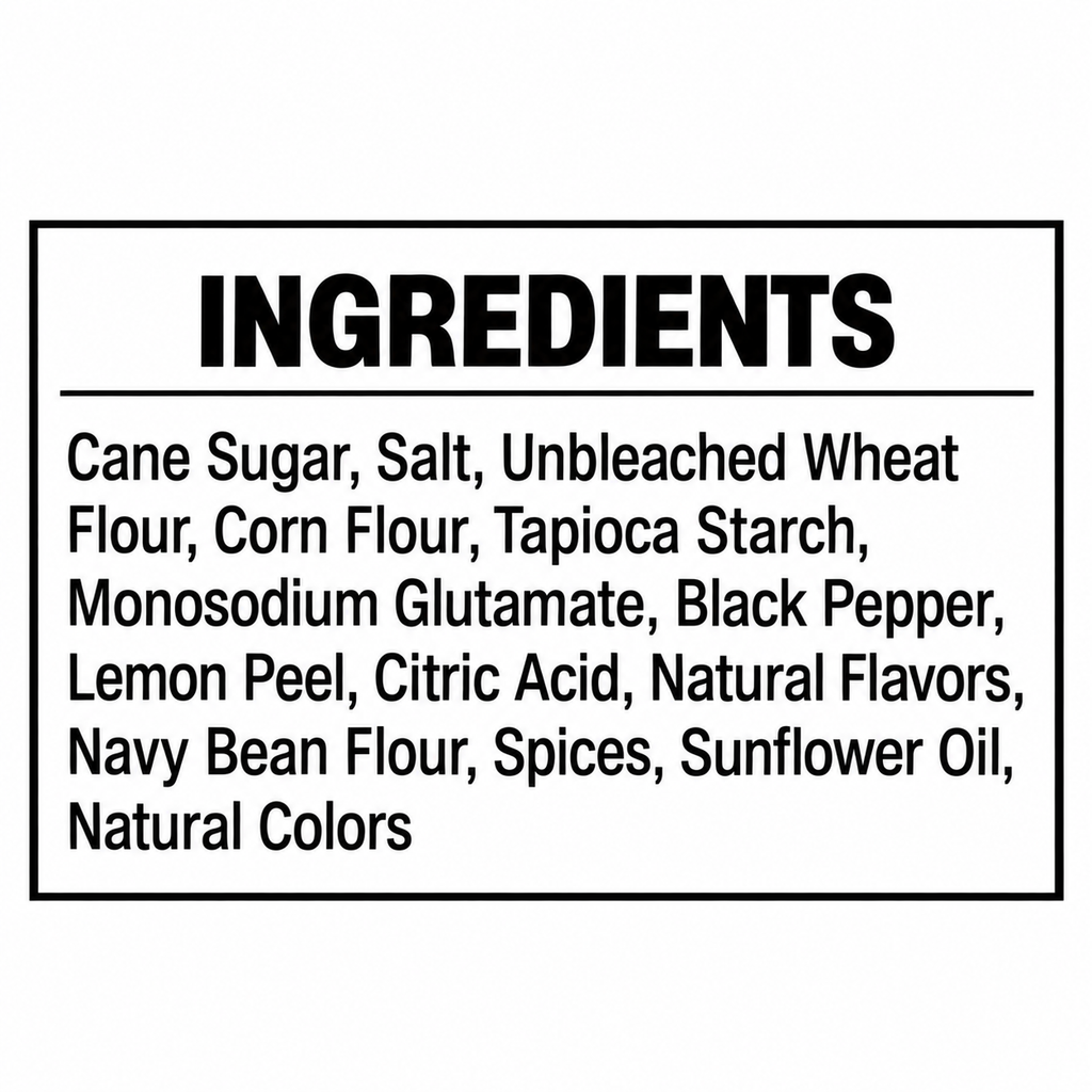 Detroit Seafood Spot Lemon Pepper seasoning ingredients label