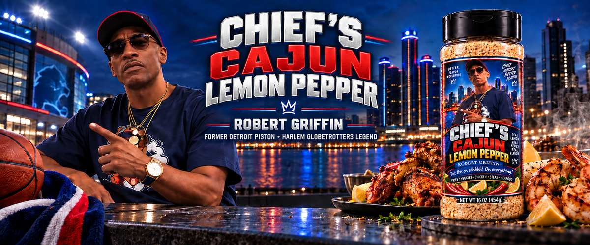 Chief's Cajun Lemon Pepper by Robert Griffin homepage hero with title